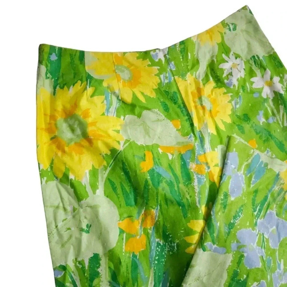 Vintage LA SHACK CESTARO Green yellow Floral Pants Size 14 - Picture 4 of 4
